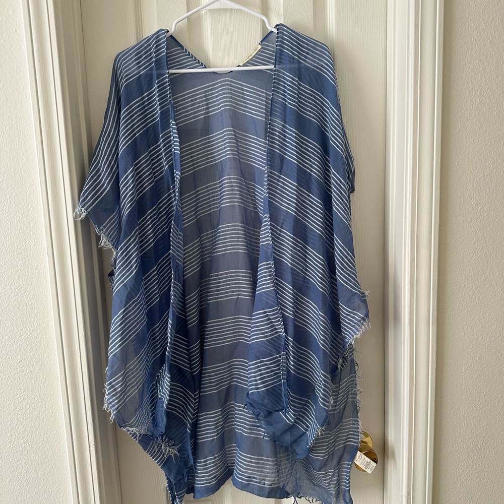 Do Everything in Love Sheer Blue and White Wrap
